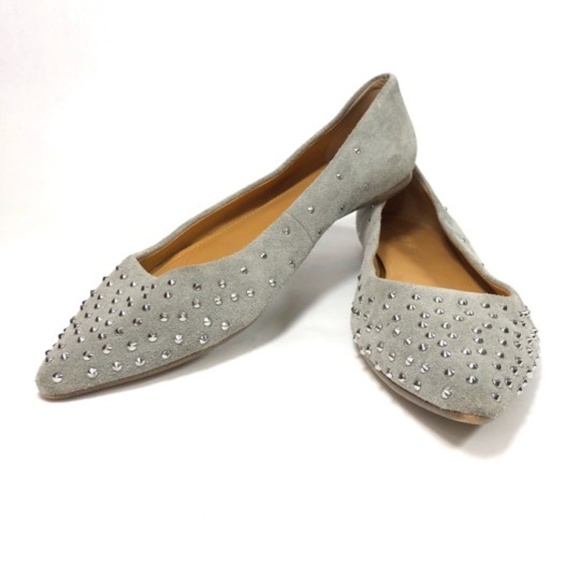 J. Crew Shoes - J. Crew Amelia Gray Studded Suede Flats US 7.5
